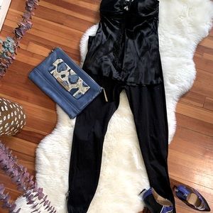 Black silk halter top with beaded halter